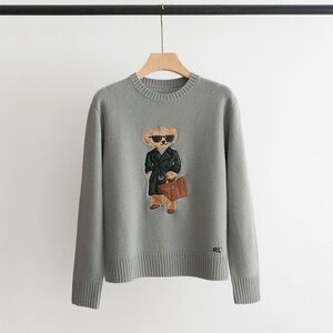 Polo by Ralph Lauren Gray Sweater with Bear Design